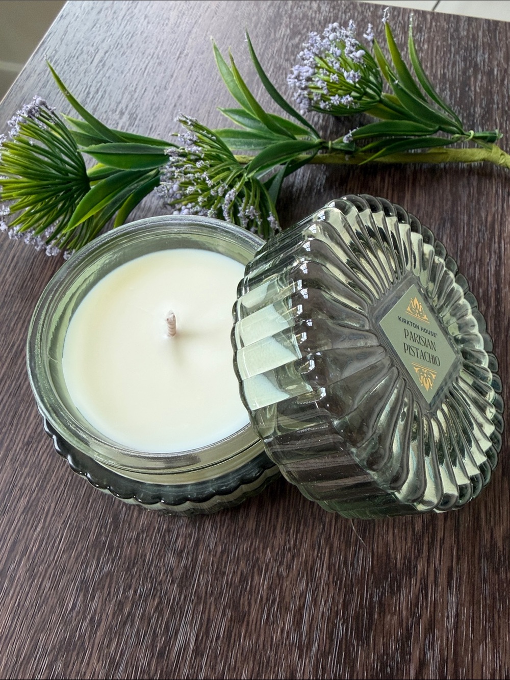 Parisian Pistachio Scented Glass Jar Candle - Green Reusable Glass Container